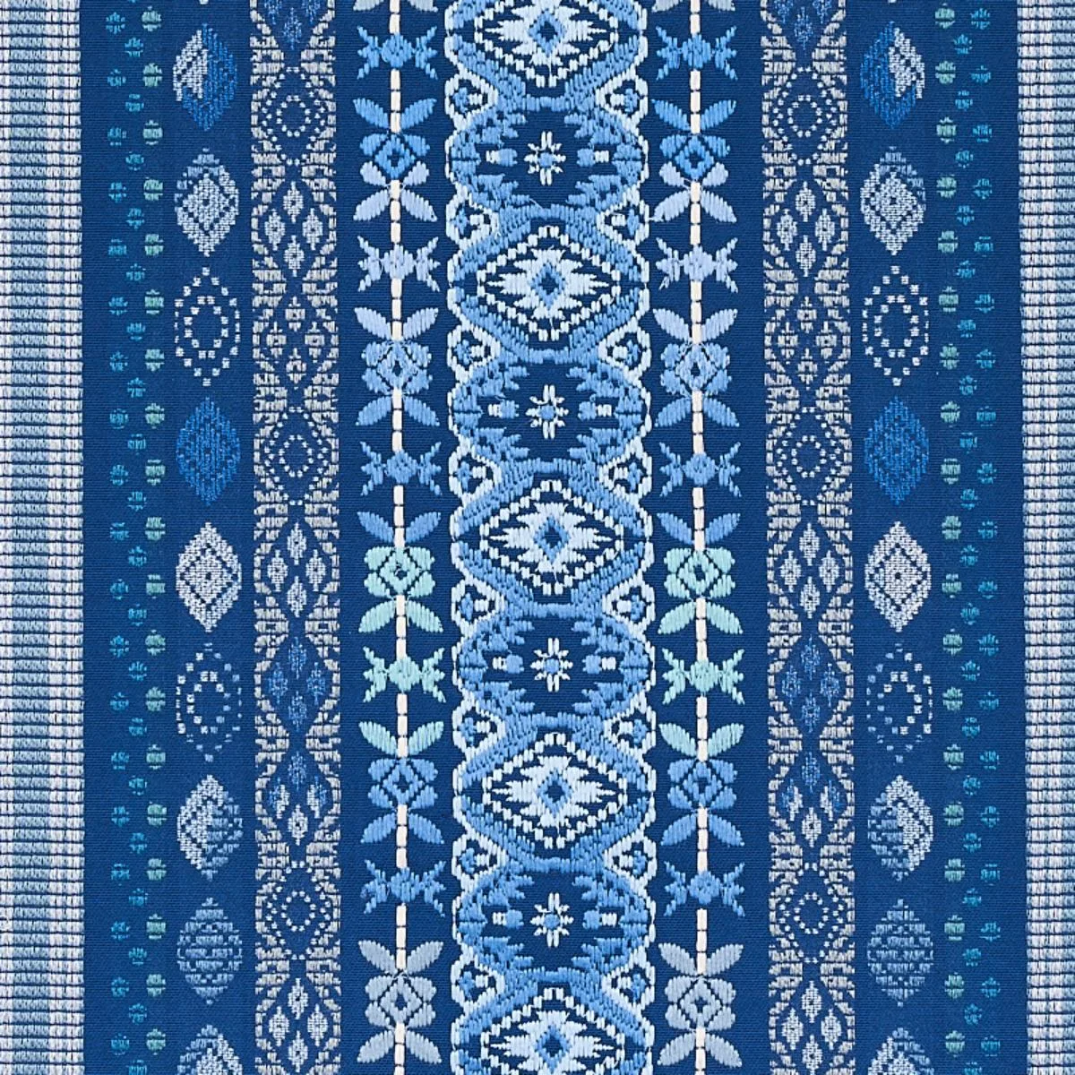 Schumacher 79680 Cosima Embroidery Blue Multi fabric swatch