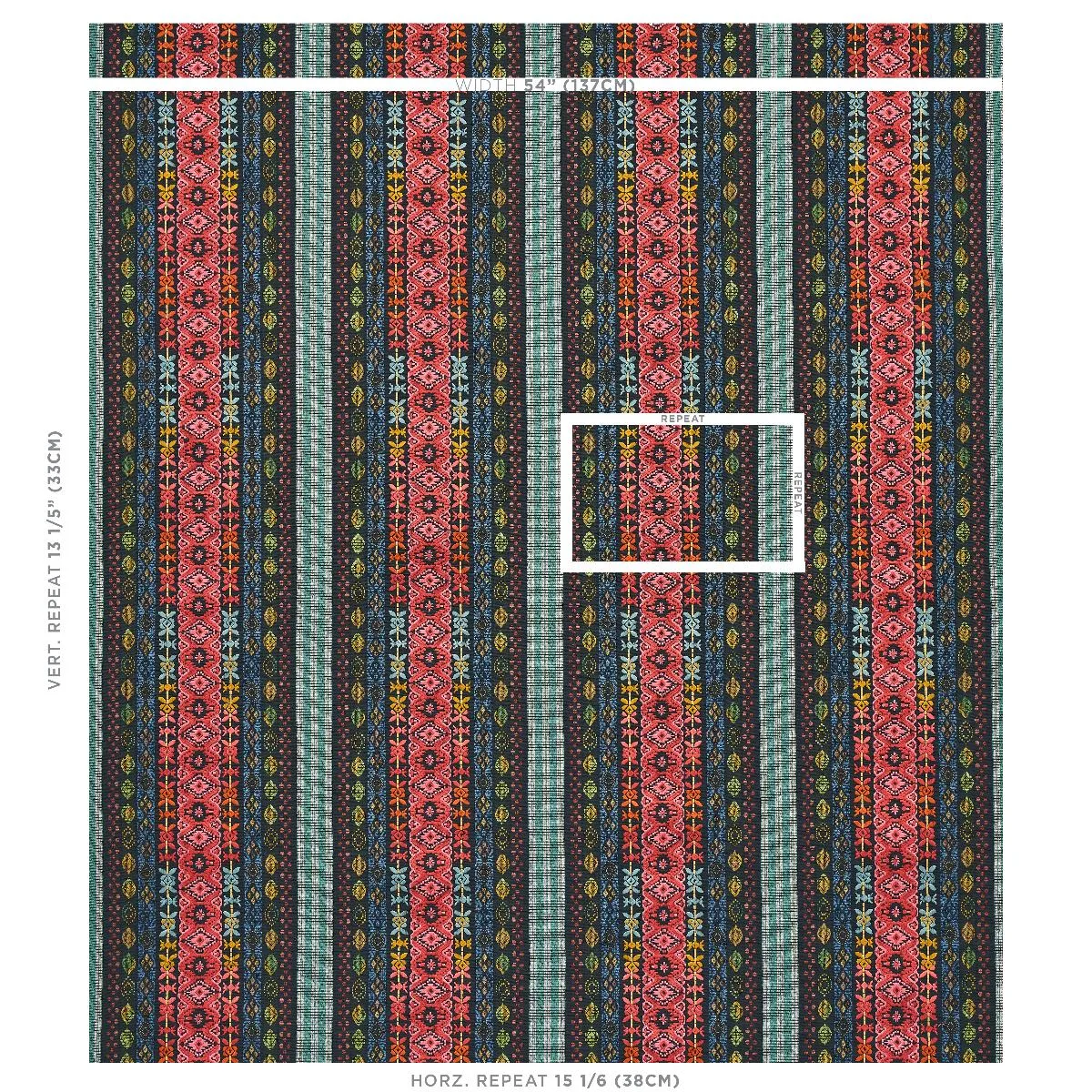 Schumacher 79681 Cosima Embroidery Carbon Multi fabric swatch