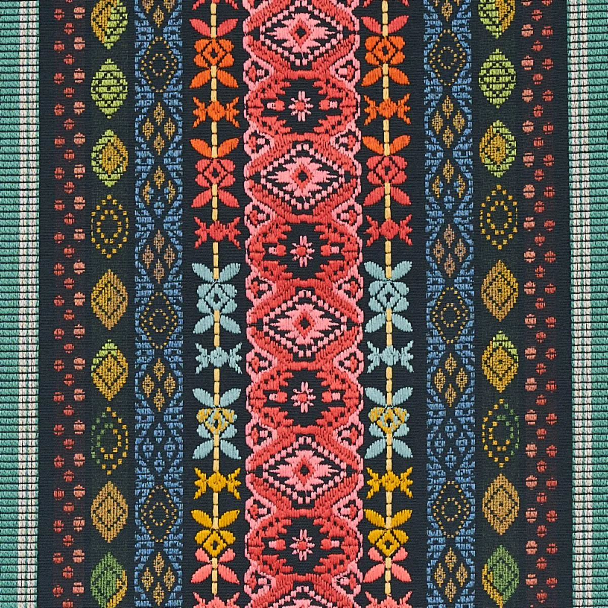 Schumacher 79681 Cosima Embroidery Carbon Multi fabric swatch
