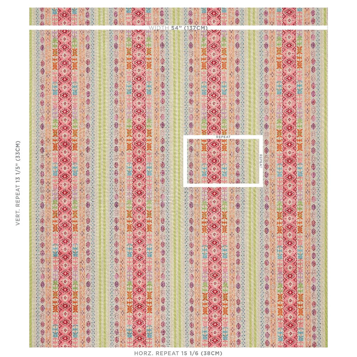 Schumacher 79682 Cosima Embroidery Pink Multi fabric swatch
