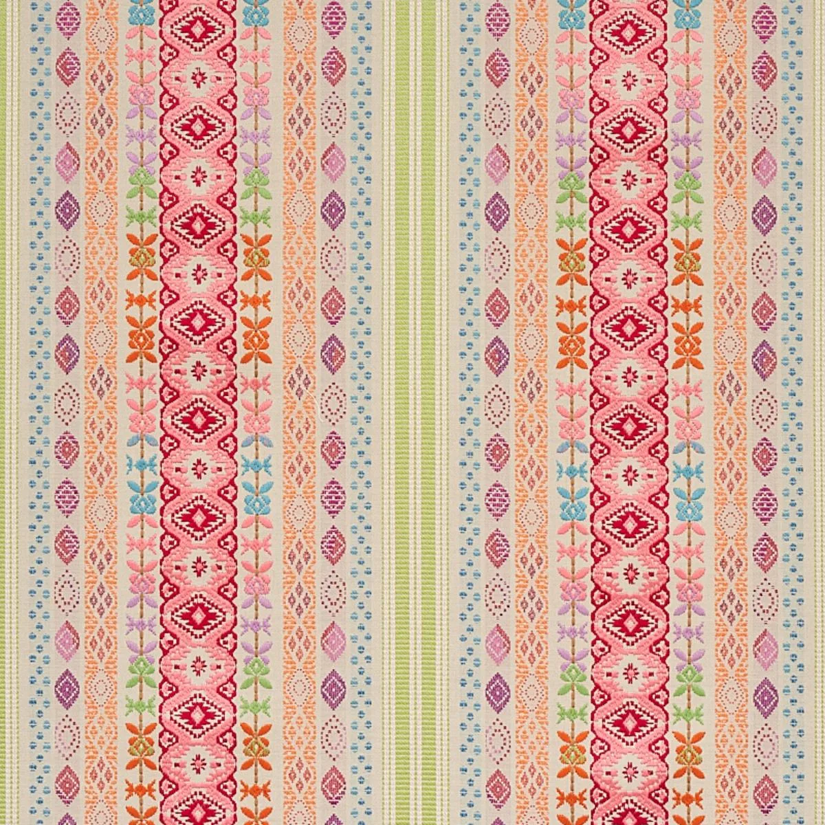 Schumacher 79682 Cosima Embroidery Pink Multi fabric swatch