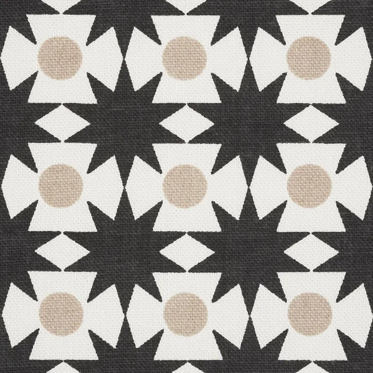 Schumacher 177063 Cosmos Black & Sand fabric swatch