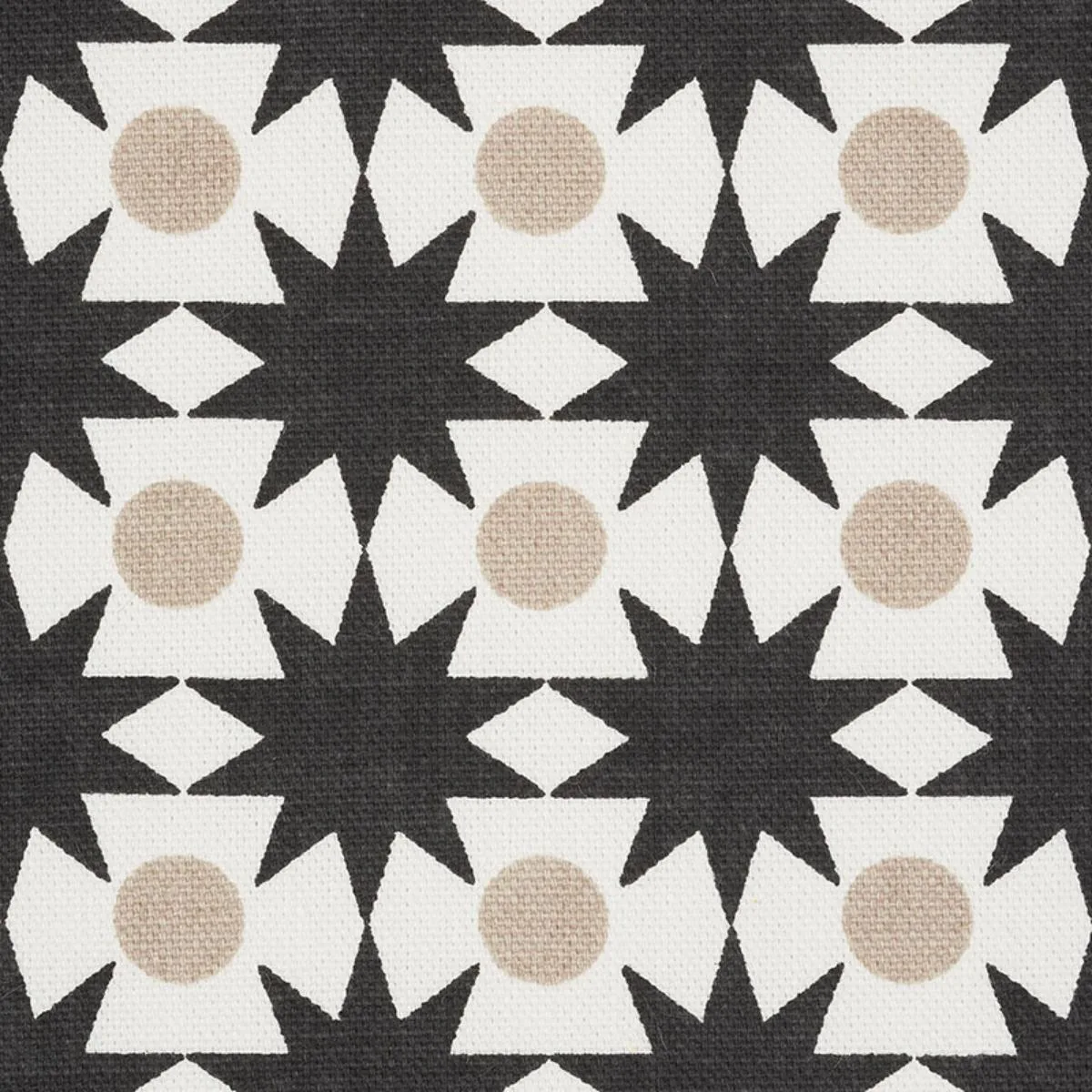 Schumacher 177063 Cosmos Black & Sand fabric swatch