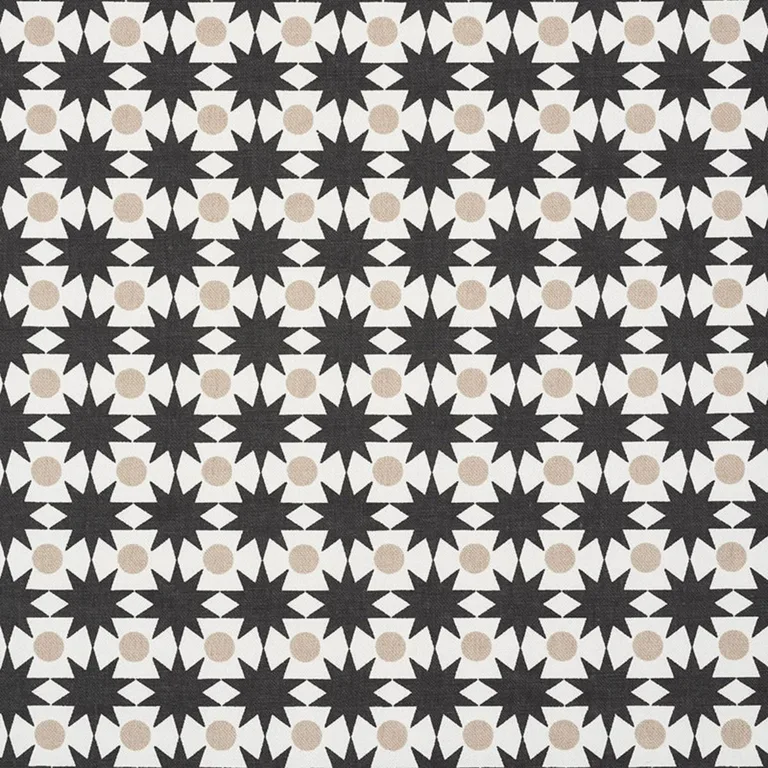 Schumacher 177063 Cosmos Black & Sand fabric swatch