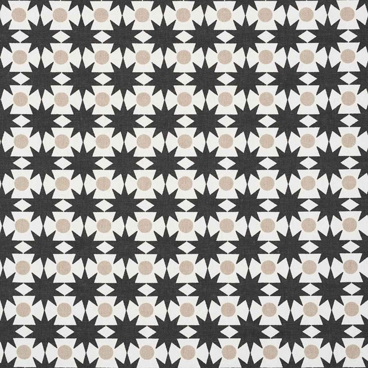 Schumacher 177063 Cosmos Black & Sand fabric swatch
