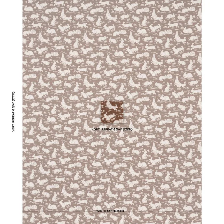 Schumacher 182241 Cottontails Chestnut fabric swatch
