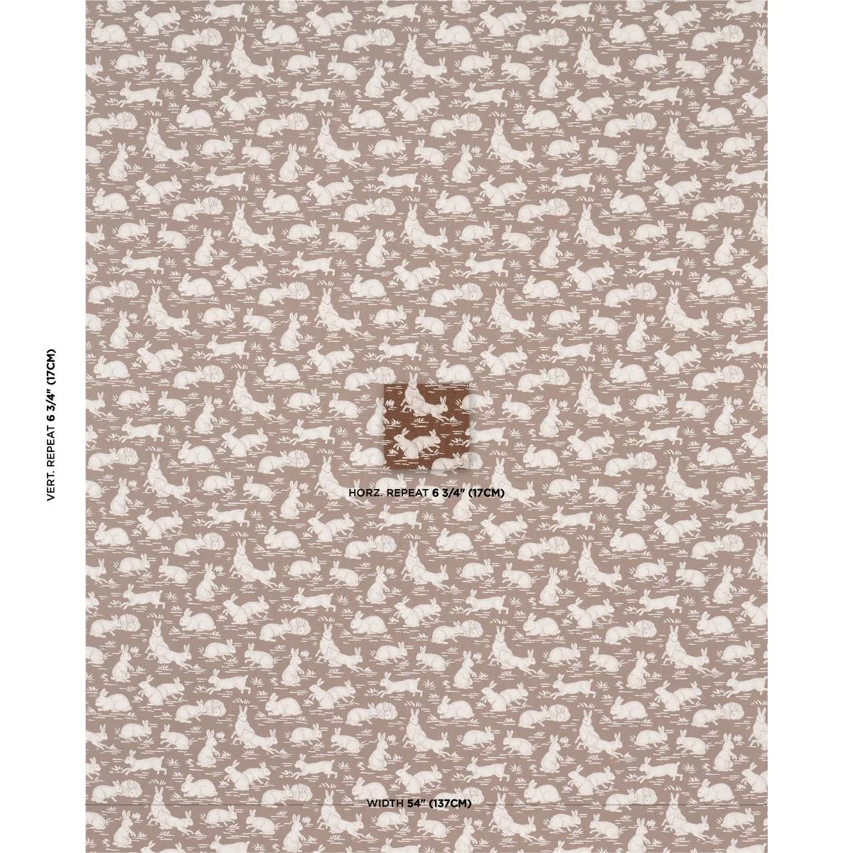 Schumacher 182241 Cottontails Chestnut fabric swatch