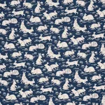 Schumacher 182242 Cottontails Indigo fabric swatch