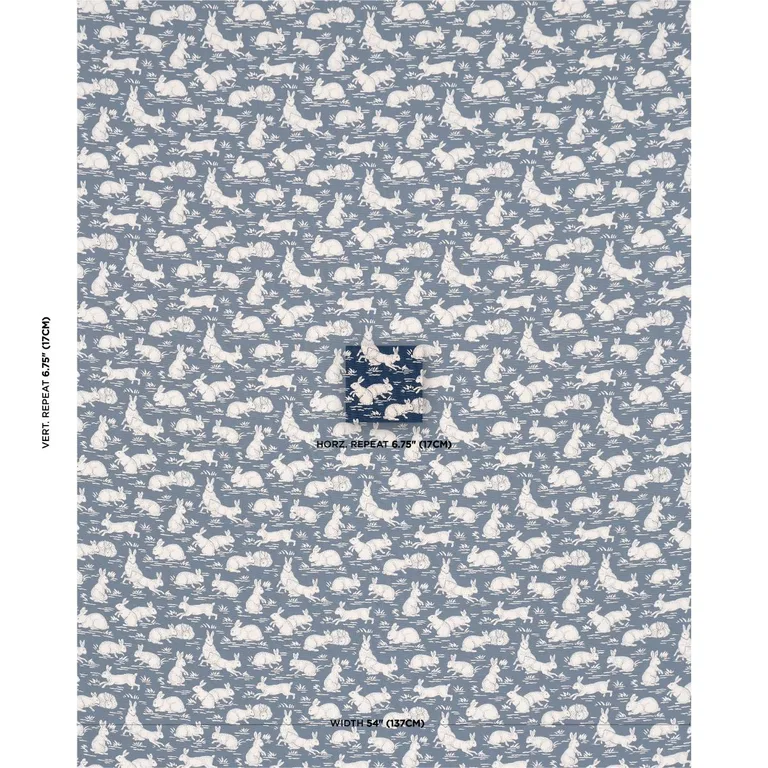 Schumacher 182242 Cottontails Indigo fabric swatch
