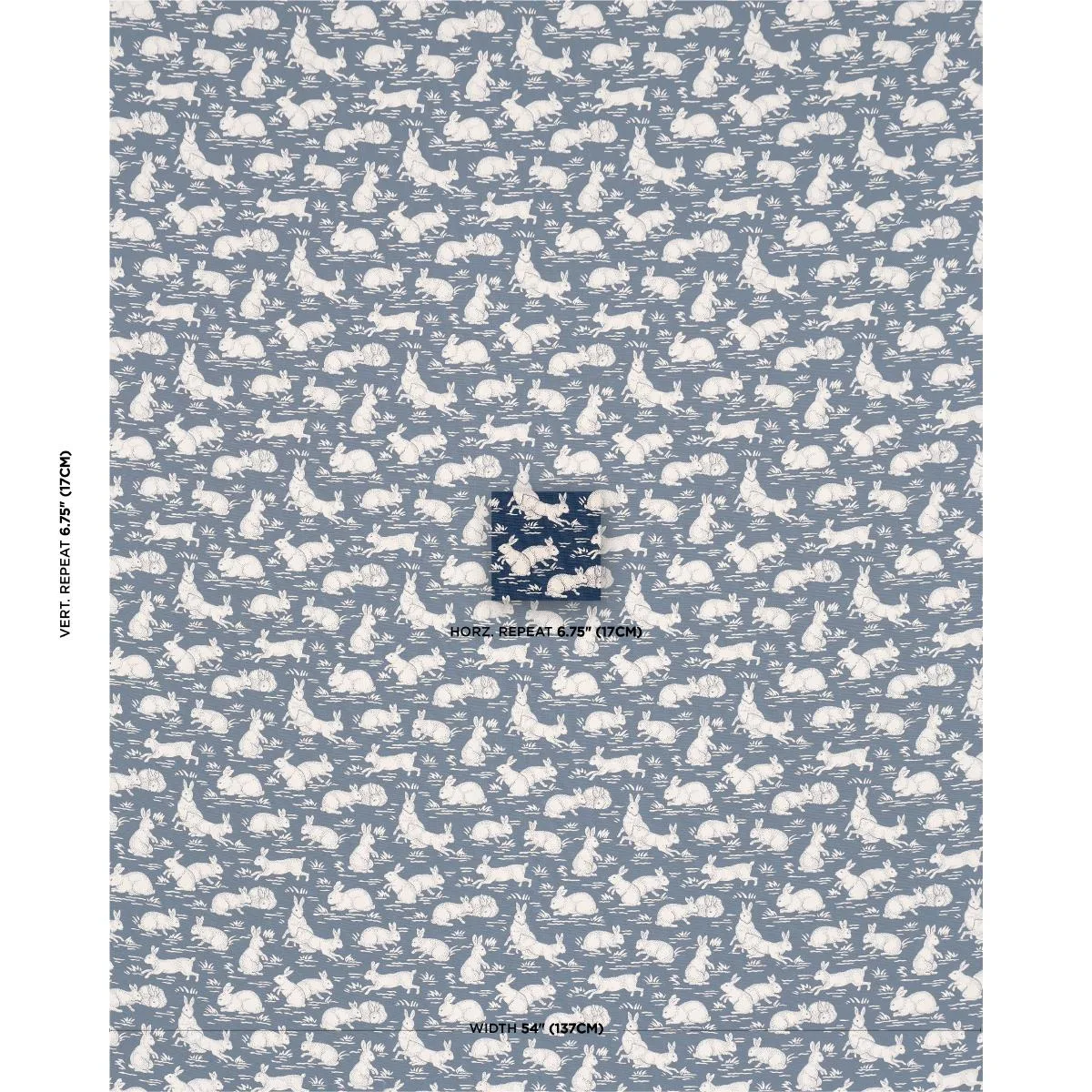 Schumacher 182242 Cottontails Indigo fabric swatch