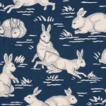 Schumacher 182242 Cottontails Indigo fabric swatch
