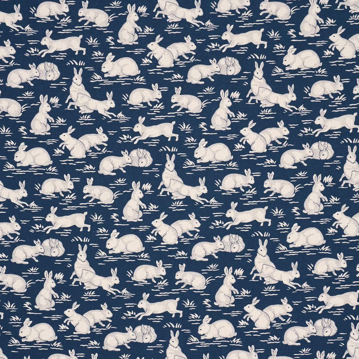Schumacher 182242 Cottontails Indigo fabric swatch