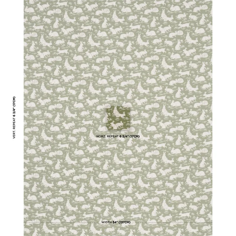 Schumacher 182240 Cottontails Moss fabric swatch