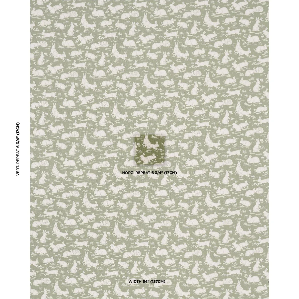 Schumacher 182240 Cottontails Moss fabric swatch