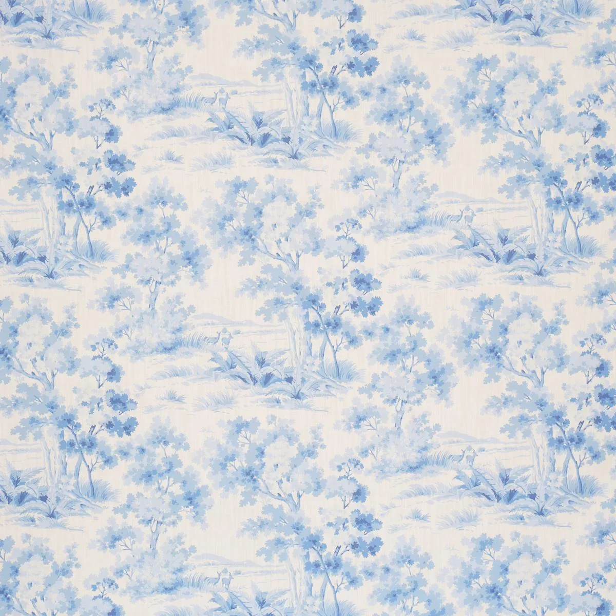 Schumacher 182962 Countryside Morning Blue And White fabric swatch