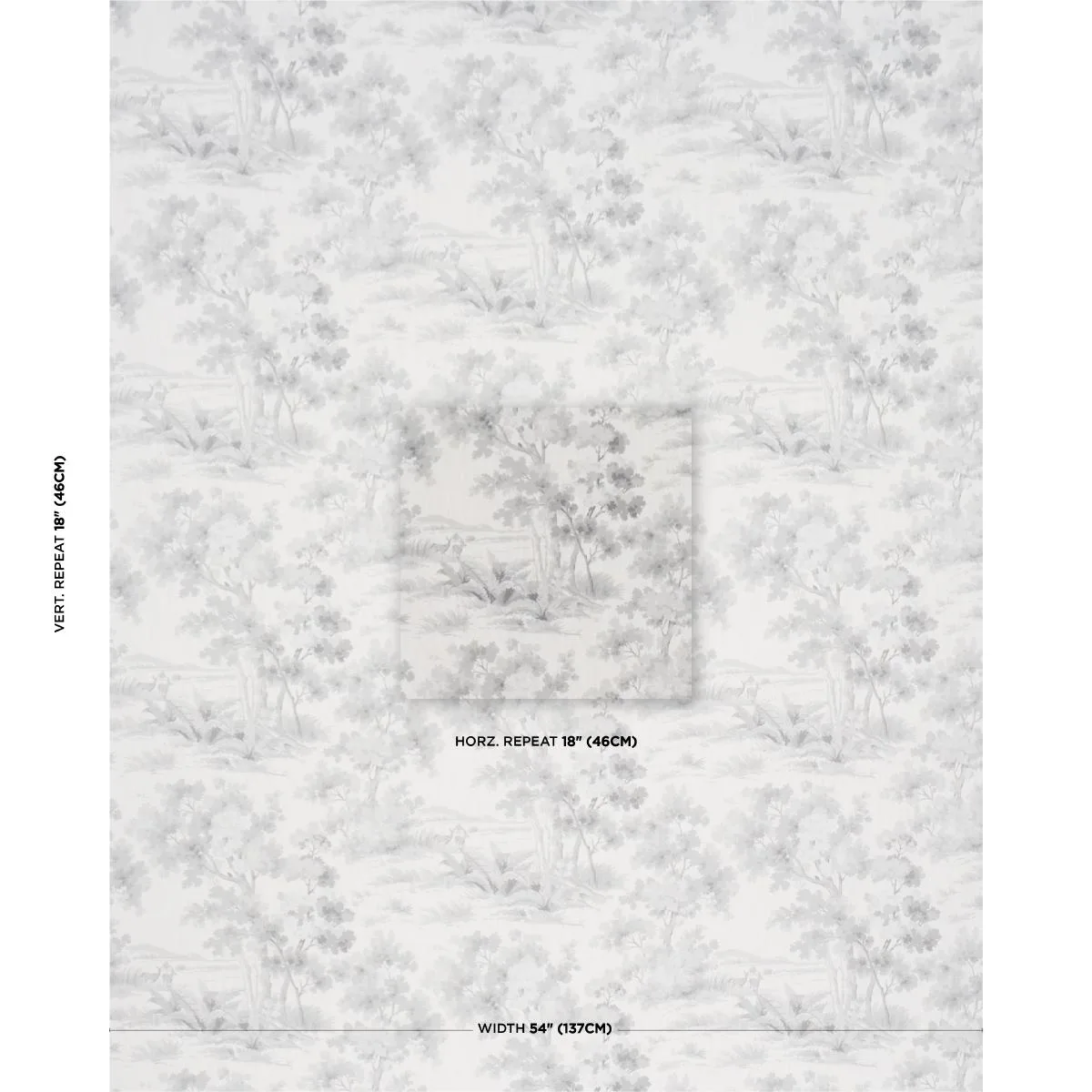 Schumacher 182961 Countryside Morning Grey fabric swatch