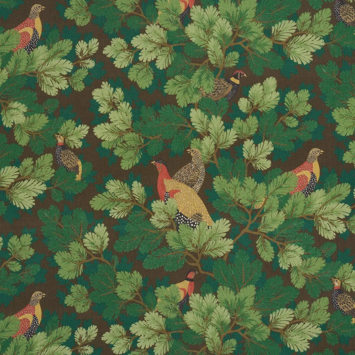 Schumacher 182251 Covey Hedge Chestnut fabric swatch