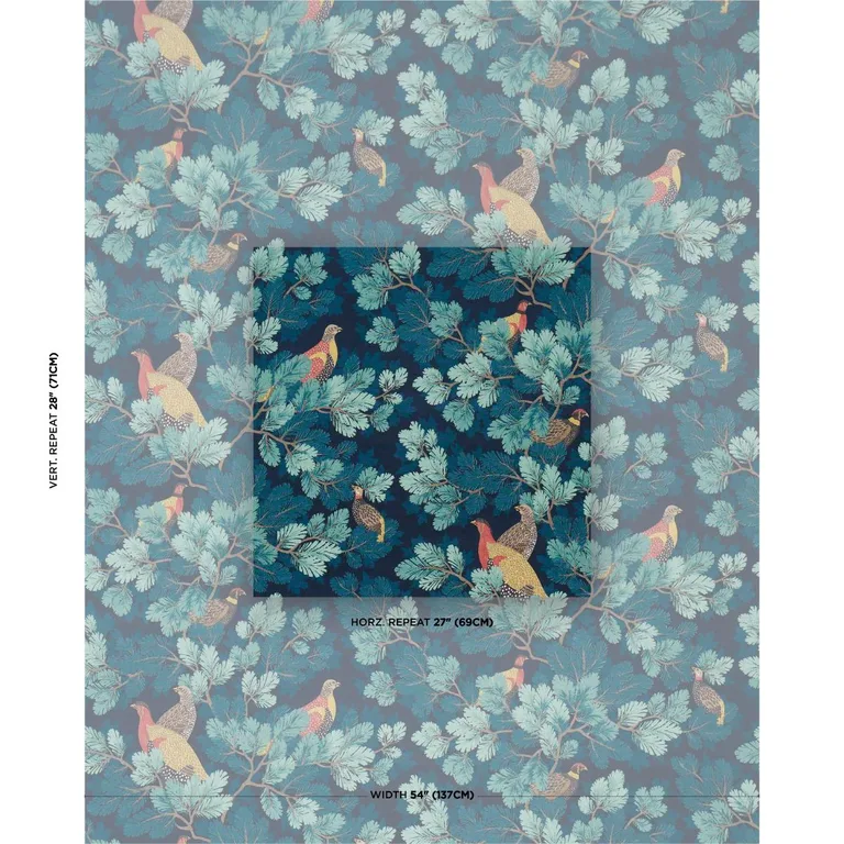 Schumacher 182252 Covey Hedge Midnight fabric swatch