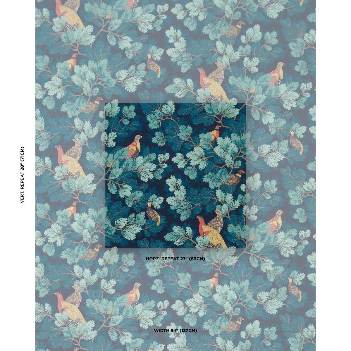 Schumacher 182252 Covey Hedge Midnight fabric swatch