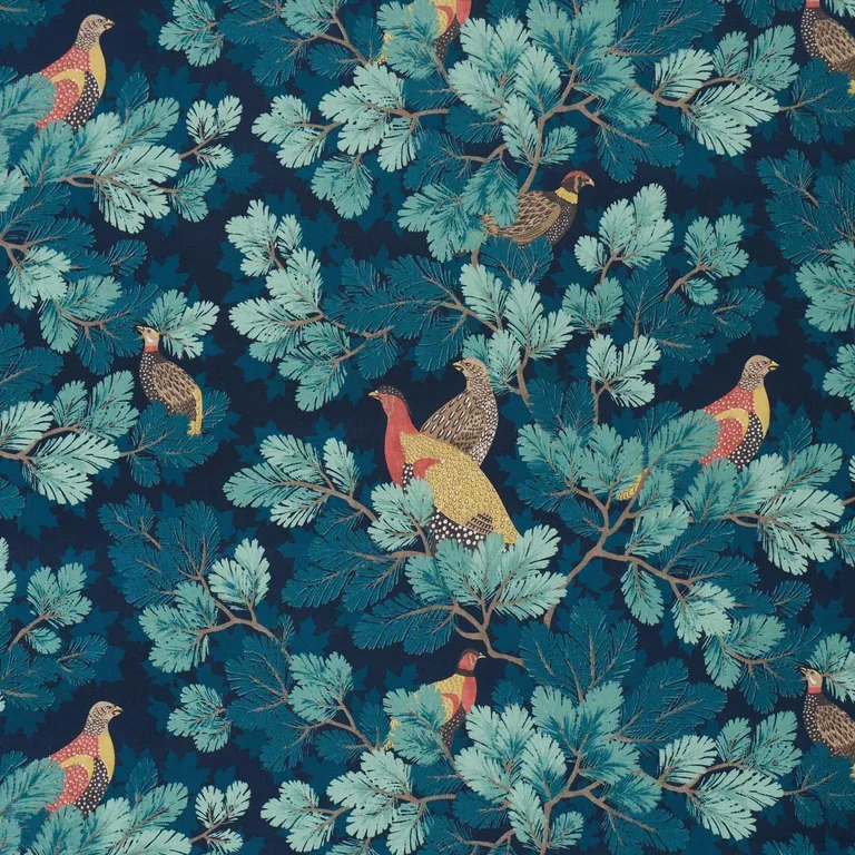 Schumacher 182252 Covey Hedge Midnight fabric swatch