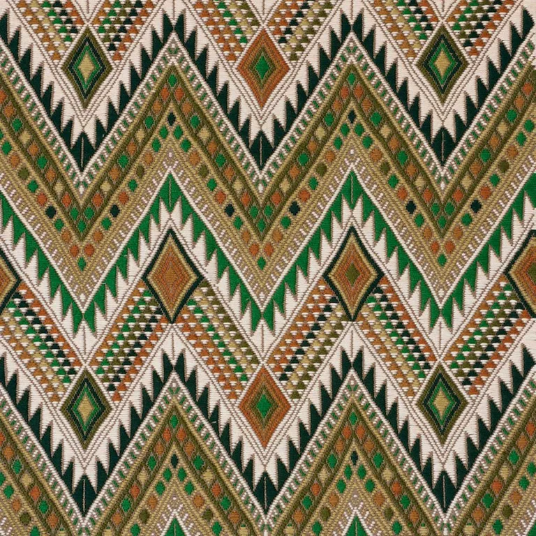 Schumacher 79243 Coyolate Hand Woven Brocade Green fabric swatch