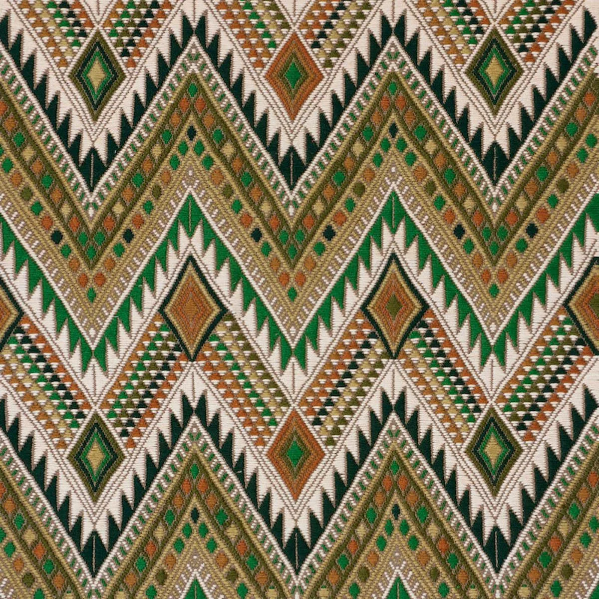 Schumacher 79243 Coyolate Hand Woven Brocade Green fabric swatch