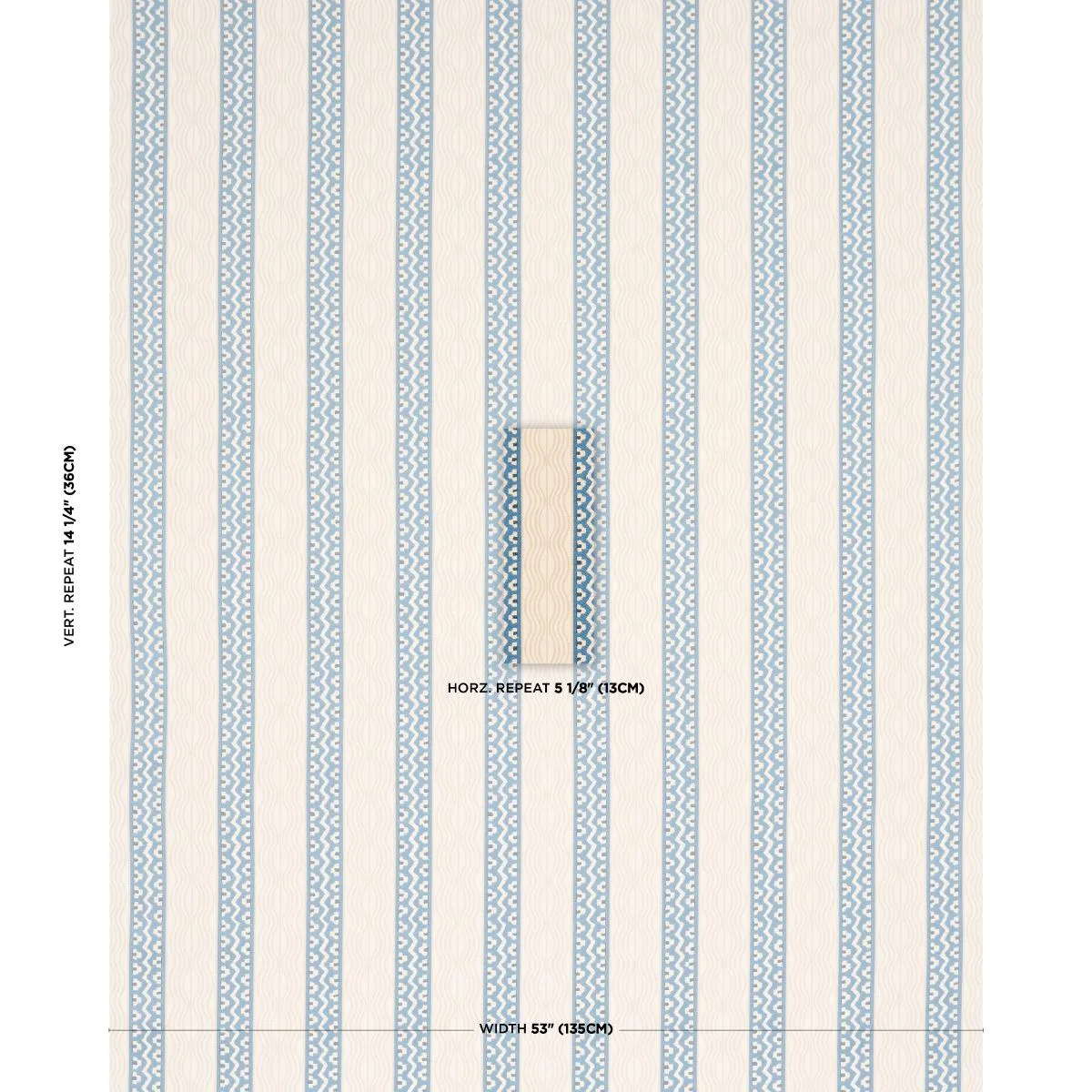 Schumacher 87450 CrèMe Anglaise English Cream/Denim Blue fabric swatch