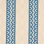 Schumacher 87450 CrèMe Anglaise English Cream/Denim Blue fabric swatch