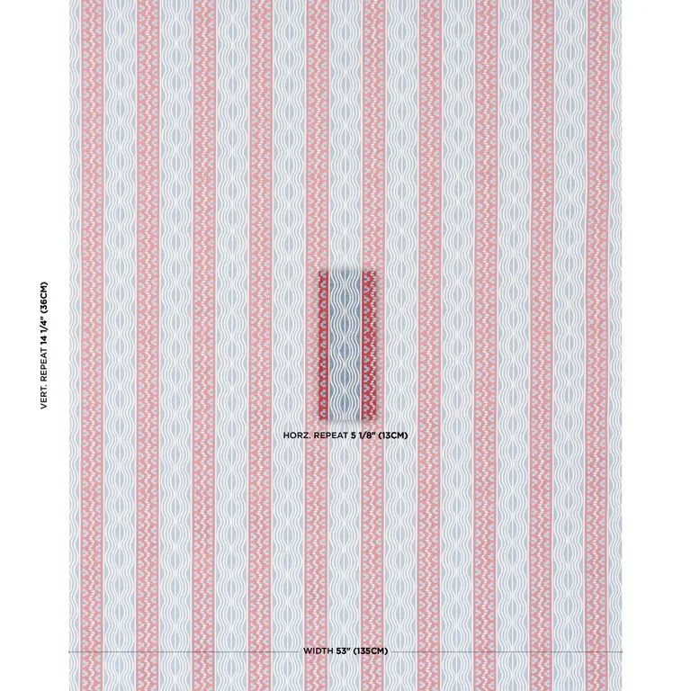 Schumacher 87451 CrèMe Anglaise French Red & Blue fabric swatch