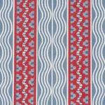 Schumacher 87451 CrèMe Anglaise French Red & Blue fabric swatch