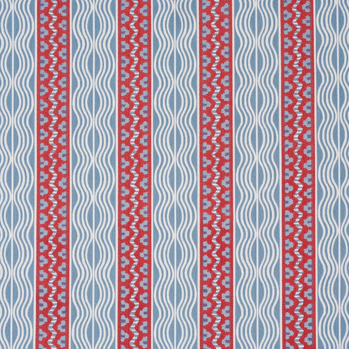 Schumacher 87451 CrèMe Anglaise French Red & Blue fabric swatch