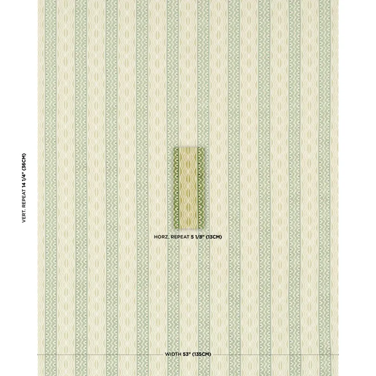 Schumacher 87452 CrèMe Anglaise Juniper Green fabric swatch