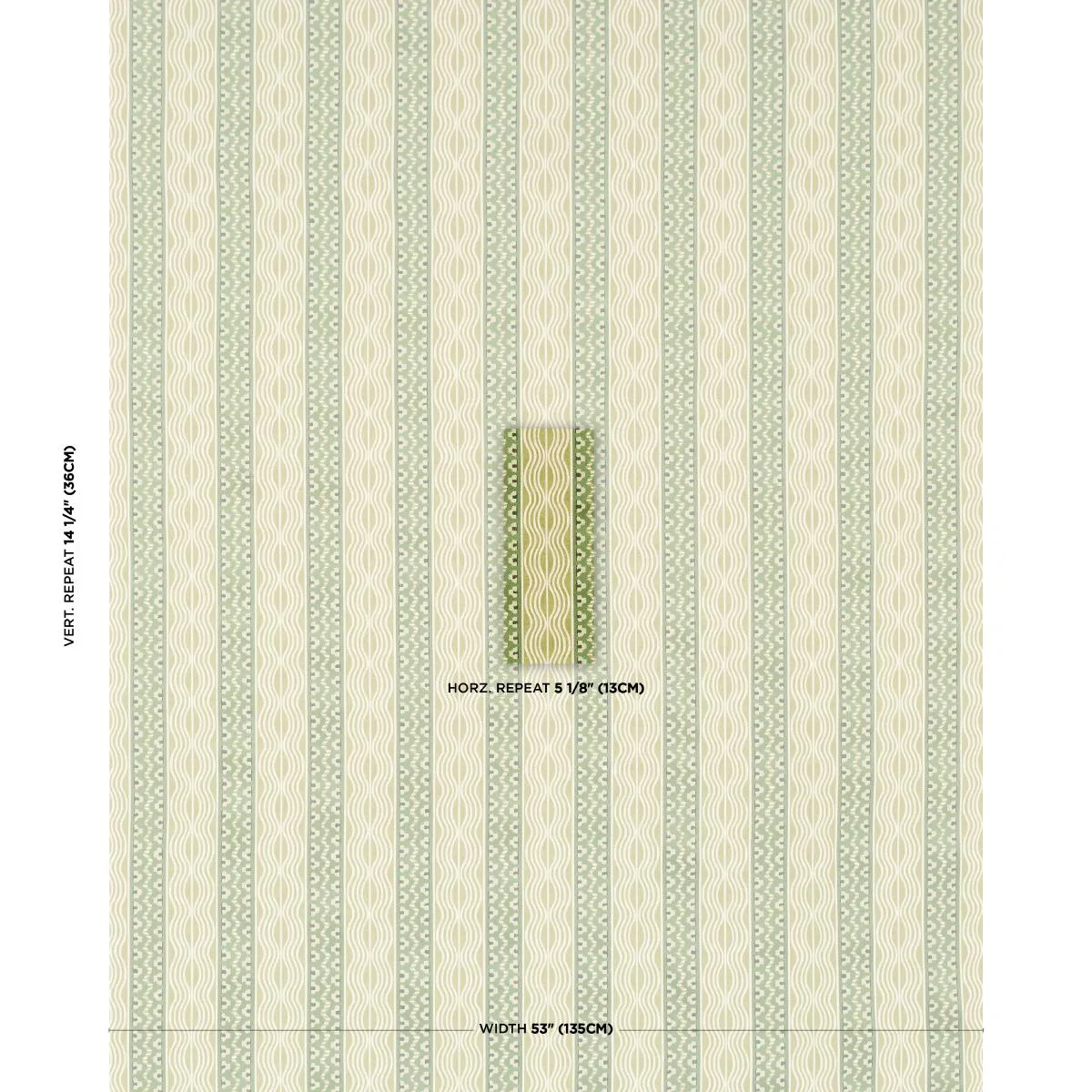Schumacher 87452 CrèMe Anglaise Juniper Green fabric swatch
