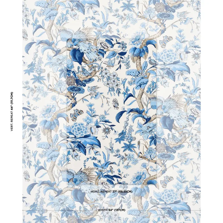Schumacher 1314003 Cranley Garden Blue fabric swatch