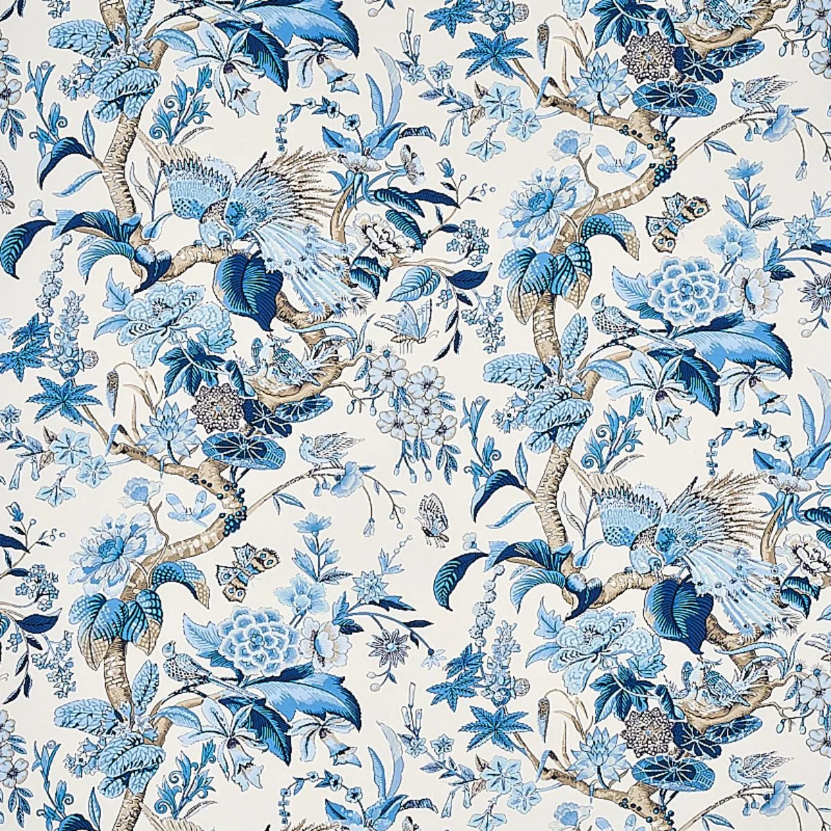 Schumacher 1314003 Cranley Garden Blue fabric swatch