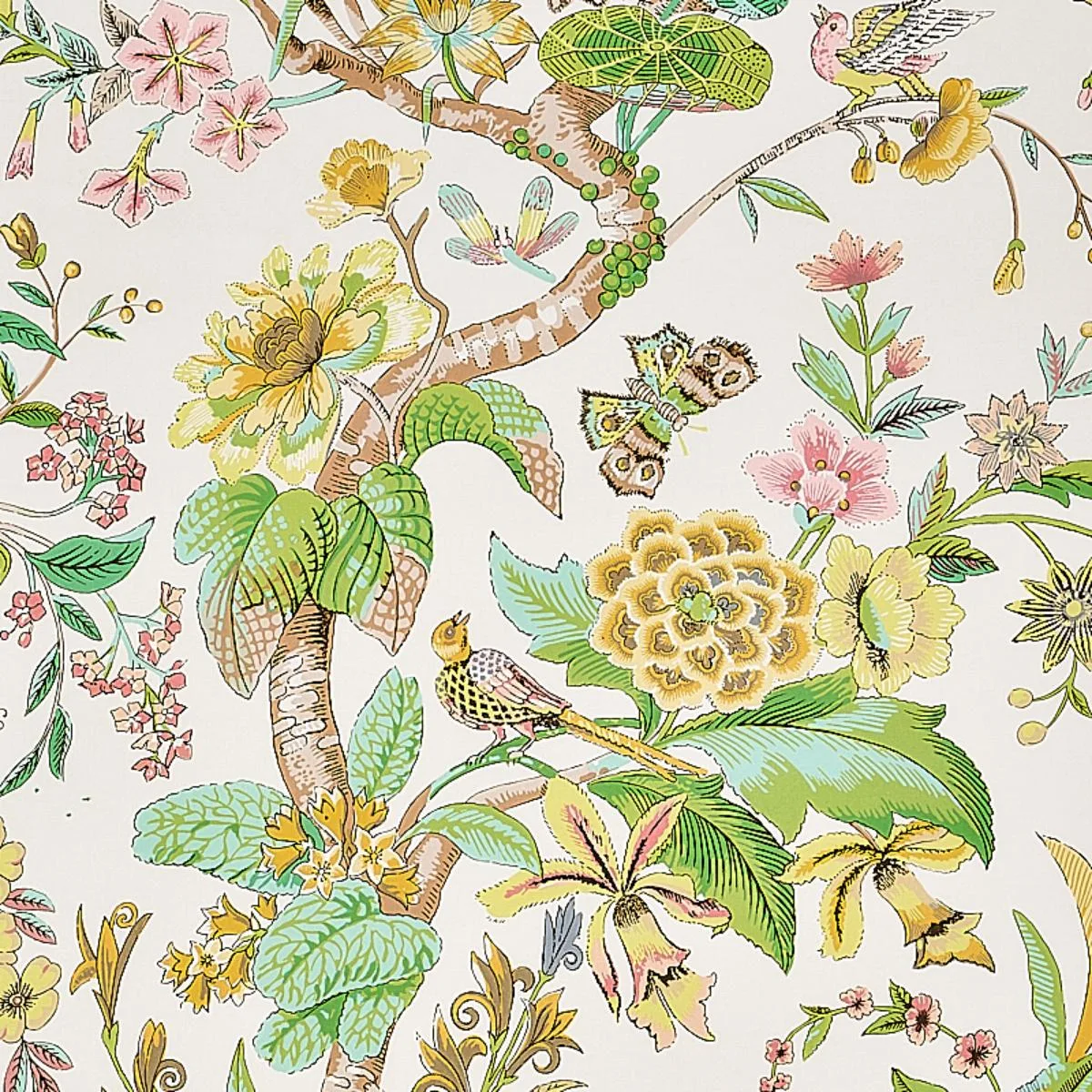 Schumacher 1314001 Cranley Garden Pink fabric swatch