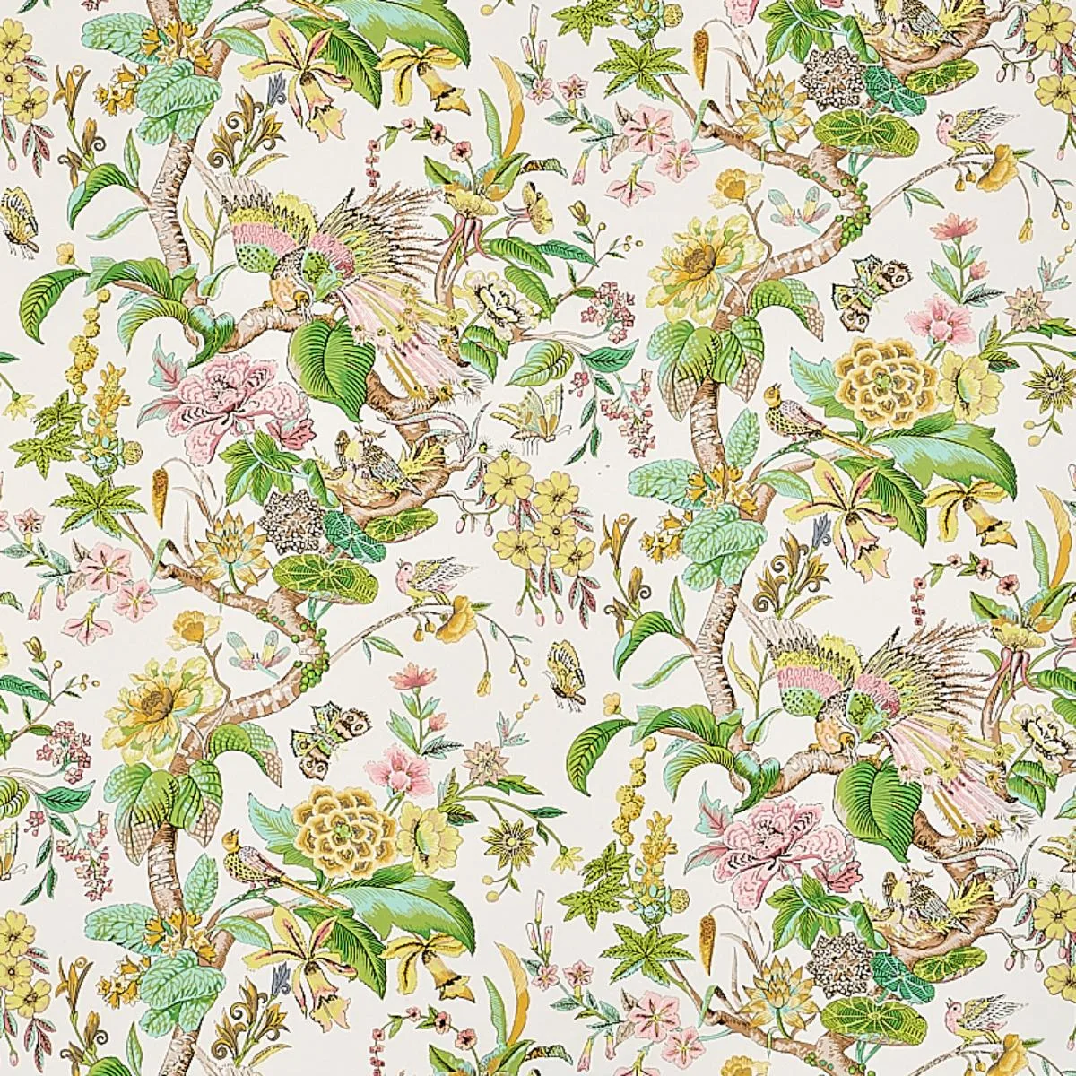 Schumacher 1314001 Cranley Garden Pink fabric swatch