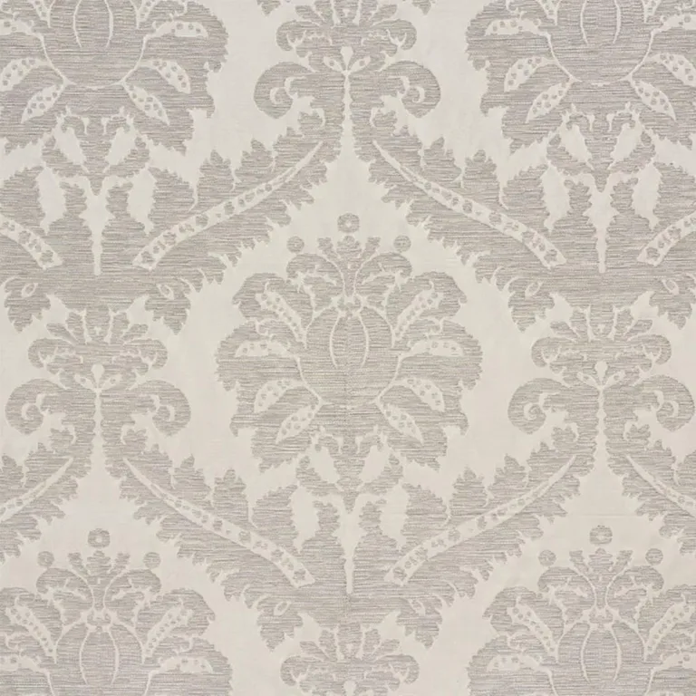 Schumacher 75150 Crawford Damask Platinum fabric swatch