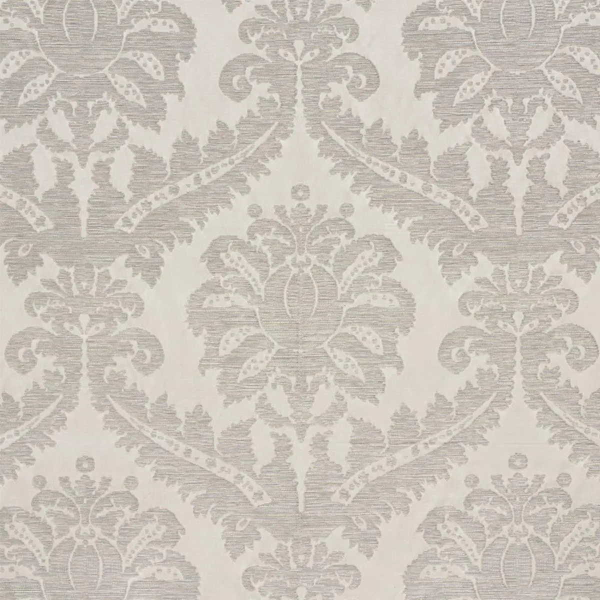 Schumacher 75150 Crawford Damask Platinum fabric swatch