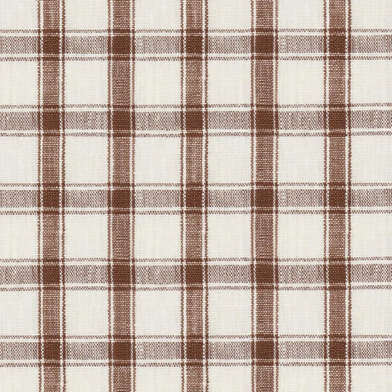 Schumacher 81455 Crawford Linen Check Brown fabric swatch
