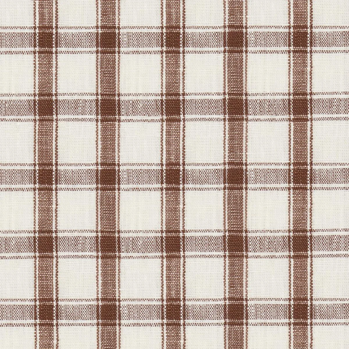 Schumacher 81455 Crawford Linen Check Brown fabric swatch
