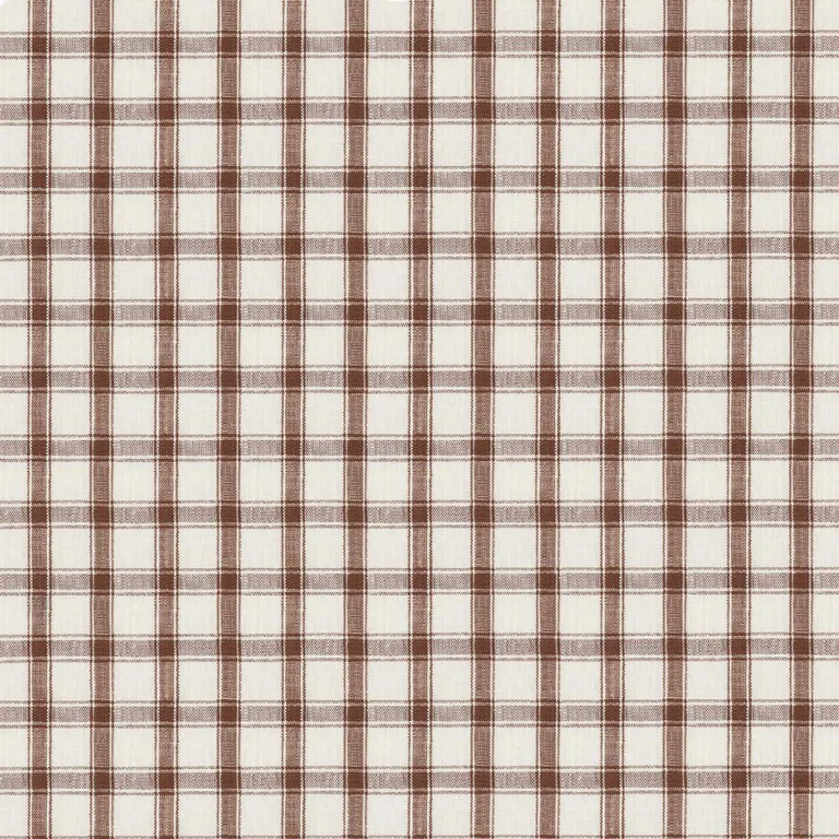 Schumacher 81455 Crawford Linen Check Brown fabric swatch
