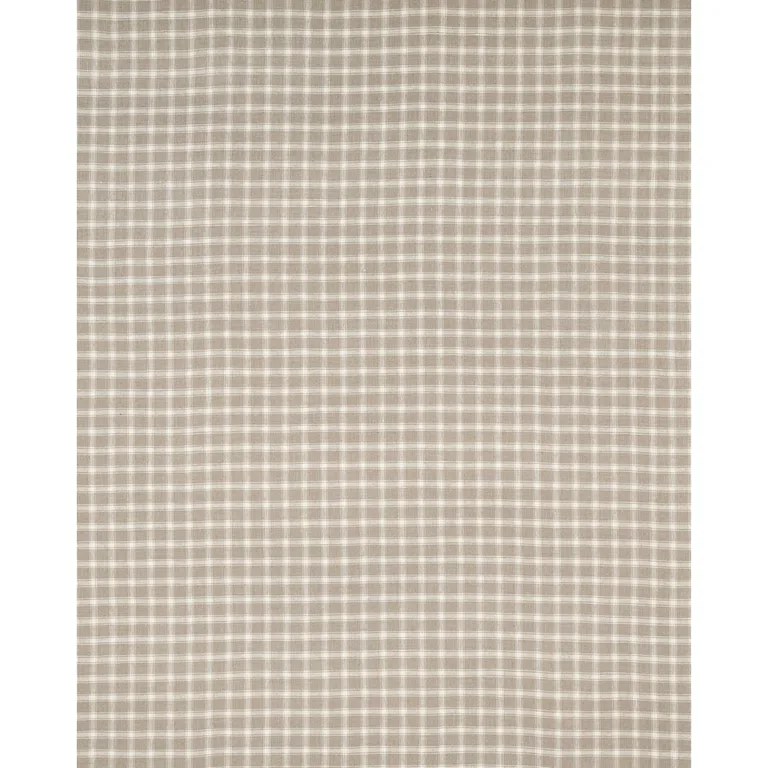 Schumacher 81453 Crawford Linen Check Flax fabric swatch