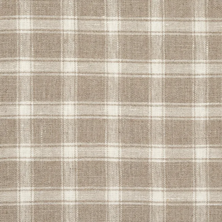 Schumacher 81453 Crawford Linen Check Flax fabric swatch
