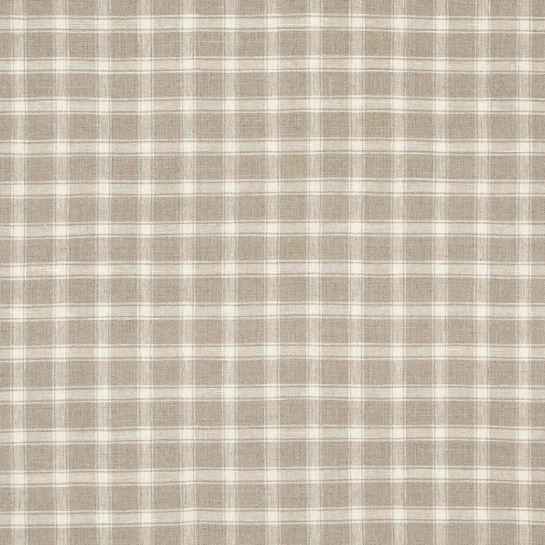 Schumacher 81453 Crawford Linen Check Flax fabric swatch