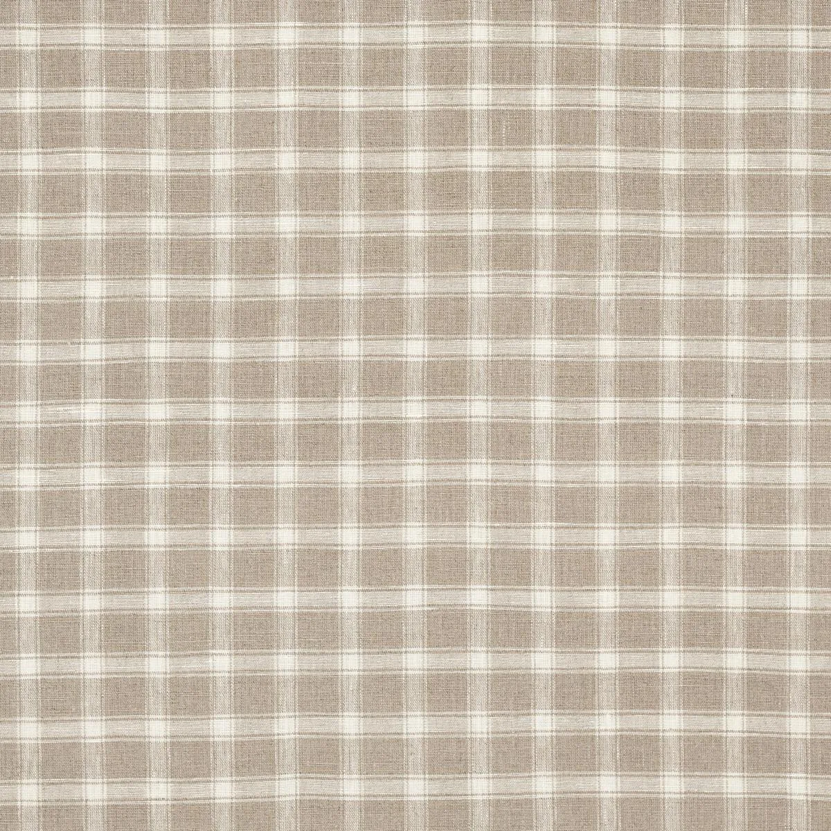 Schumacher 81453 Crawford Linen Check Flax fabric swatch