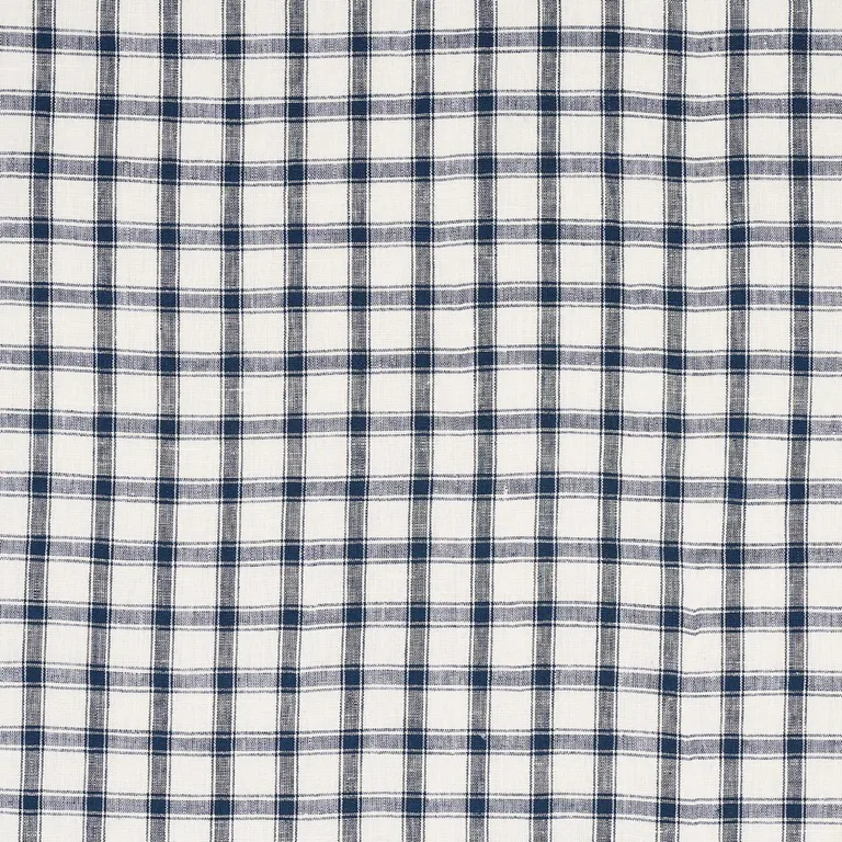 Schumacher 81451 Crawford Linen Check Indigo fabric swatch