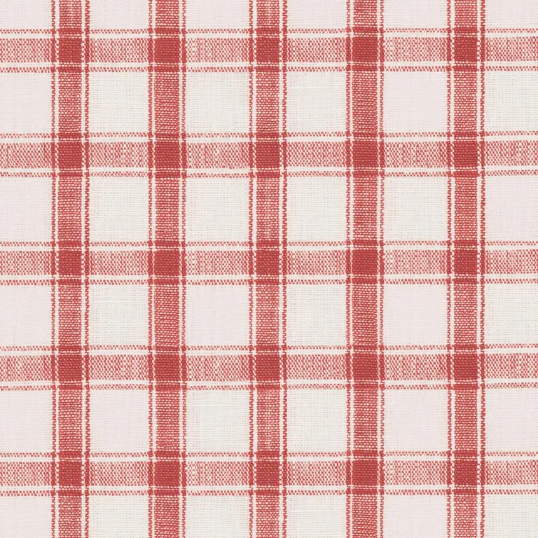 Schumacher 81457 Crawford Linen Check Red fabric swatch