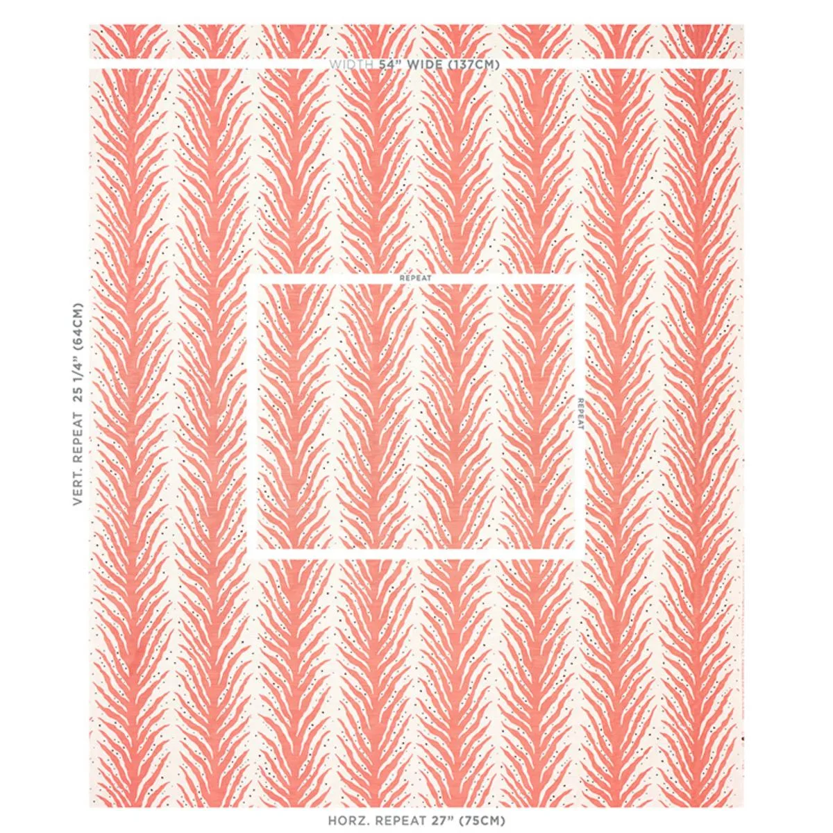 Schumacher 179482 Creeping Fern Print Coral fabric swatch