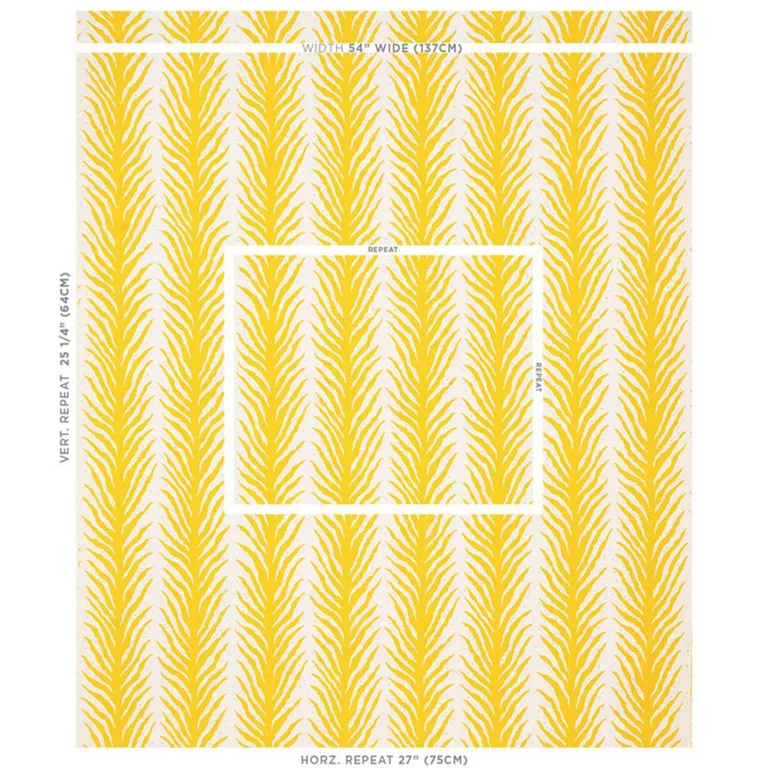 Schumacher 179481 Creeping Fern Print Lemonade fabric swatch